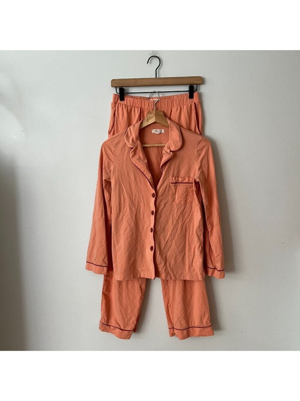 Madewell Orange Jersey Long Sleeve Shirt and Pants Pajama Set Women's XS